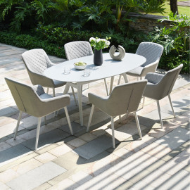 Zest 6 Seat Oval Dining Set / Lead Chine