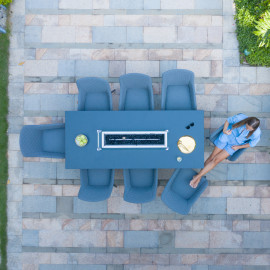 Zest 8 Seat Rectangular Dining Set with Fire Pit Table / Flanelle Zest 8 Seat Rectangular Dining Set with Fire Pit Table / Flanelle