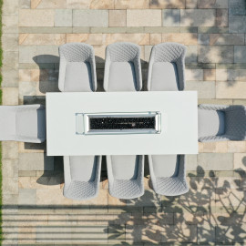 Zest 8 Seat Rectangular Dining Set with Fire Pit Table / Lead Chine Zest 8 Seat Rectangular Dining Set with Fire Pit Table / Lead Chine