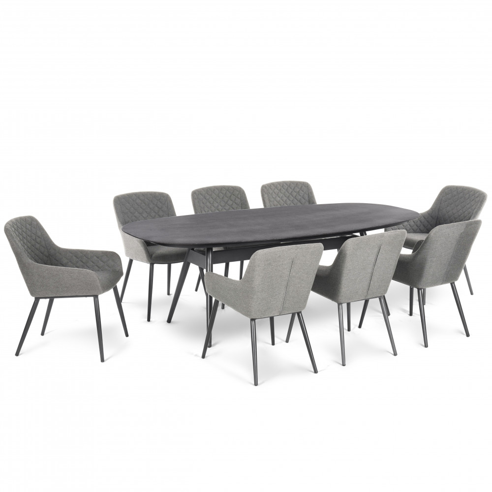 Zest 8 Seat Oval Dining Set / Flanelle Zest 8 Seat Oval Dining Set / Flanelle