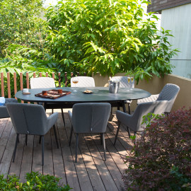 Zest 8 Seat Oval Dining Set / Flanelle Zest 8 Seat Oval Dining Set / Flanelle