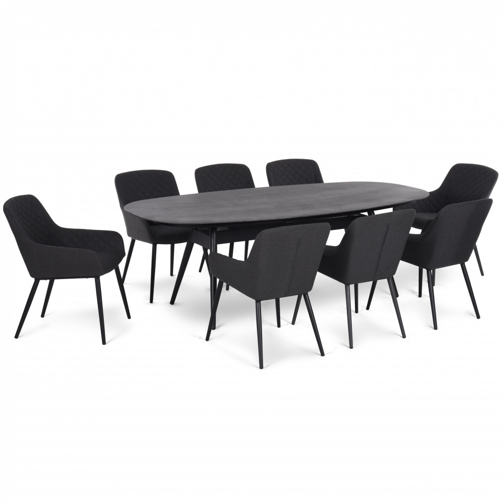 Zest 8 Seat Oval Dining Set / Charcoal Zest 8 Seat Oval Dining Set / Charcoal