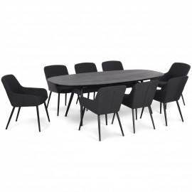 Zest 8 Seat Oval Dining Set / Charcoal