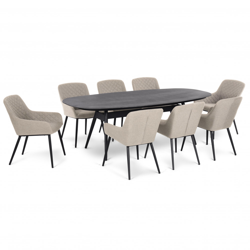 Zest 8 Seat Oval Dining Set / Taupe