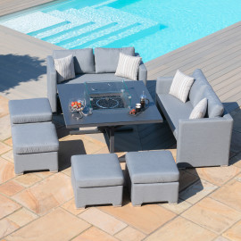 Fuzion Cube Sofa Set with Fire Pit / Flanelle Fuzion Cube Sofa Set with Fire Pit / Flanelle
