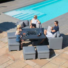 Fuzion Cube Sofa Set with Fire Pit / Flanelle Fuzion Cube Sofa Set with Fire Pit / Flanelle