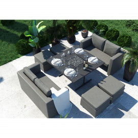 Fuzion Cube Sofa Set with Fire Pit / Flanelle Fuzion Cube Sofa Set with Fire Pit / Flanelle