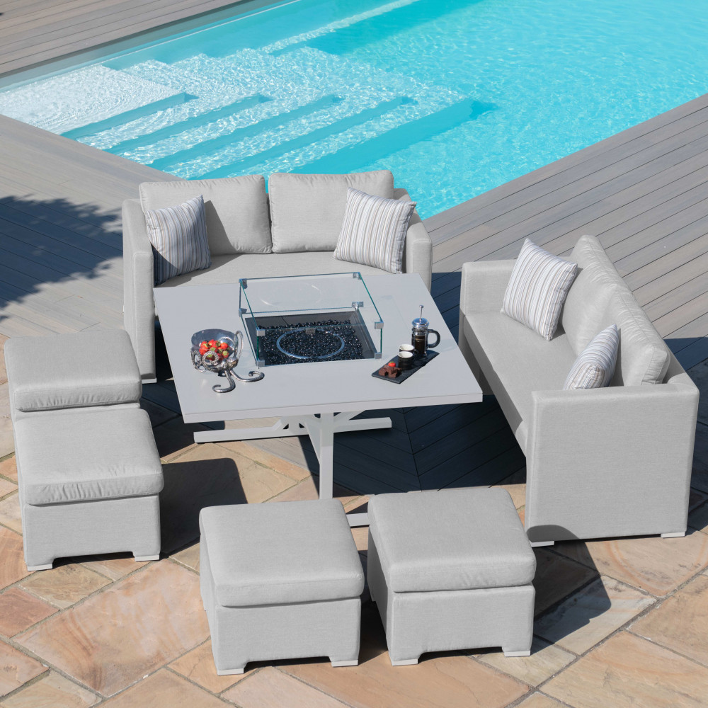 Fuzion Cube Sofa Set with Fire Pit / Lead Chine