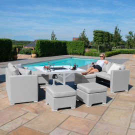 Fuzion Cube Sofa Set with Fire Pit / Lead Chine