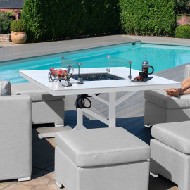 Fuzion Cube Sofa Set with Fire Pit / Lead Chine