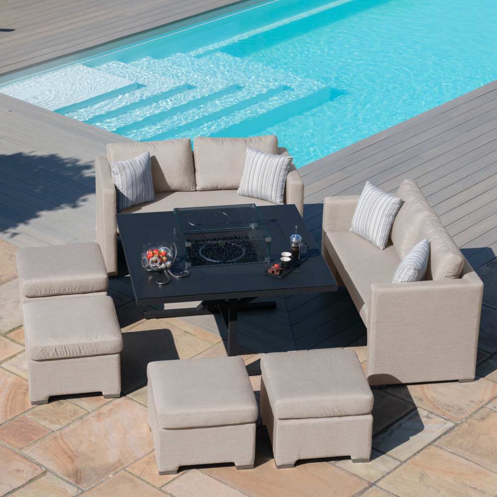 Fuzion Cube Sofa Set with Fire Pit / Taupe Fuzion Cube Sofa Set with Fire Pit / Taupe