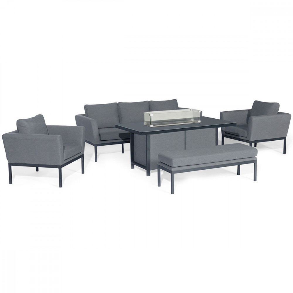 Pulse 3 Seat Sofa Set with Fire Pit Table / Flanelle Pulse 3 Seat Sofa Set with Fire Pit Table / Flanelle
