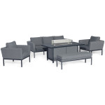 Pulse 3 Seat Sofa Set with Fire Pit Table / Flanelle Pulse 3 Seat Sofa Set with Fire Pit Table / Flanelle