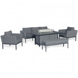 Pulse 3 Seat Sofa Set with Fire Pit Table / Flanelle