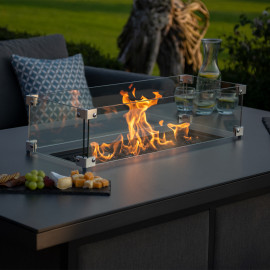 Pulse 3 Seat Sofa Set with Fire Pit Table / Flanelle Pulse 3 Seat Sofa Set with Fire Pit Table / Flanelle