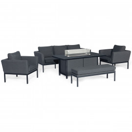 Pulse 3 Seat Sofa Set with Fire Pit Table / Charcoal