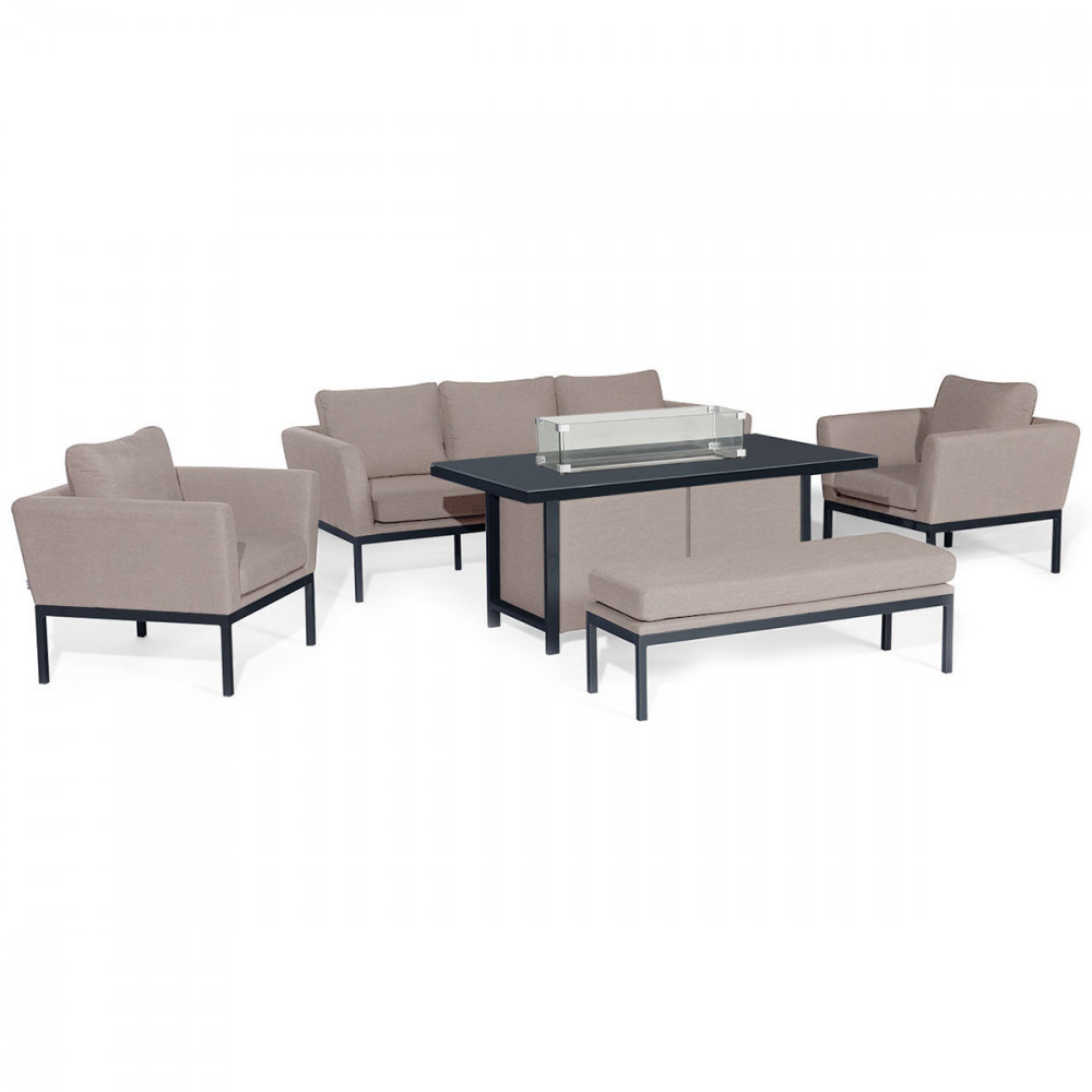 Pulse 3 Seat Sofa Set with Fire Pit Table / Taupe Pulse 3 Seat Sofa Set with Fire Pit Table / Taupe