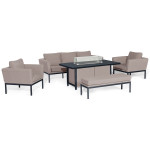 Pulse 3 Seat Sofa Set with Fire Pit Table / Taupe Pulse 3 Seat Sofa Set with Fire Pit Table / Taupe