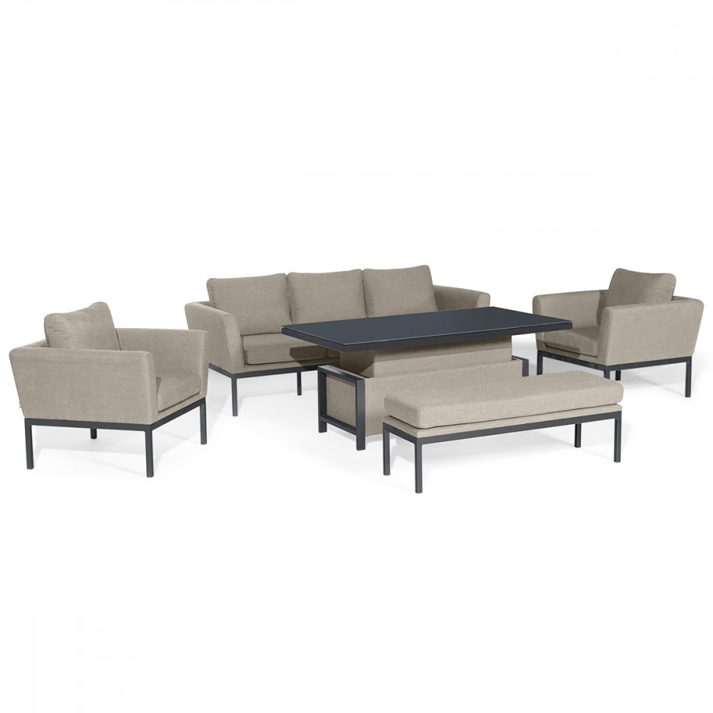 Pulse 3 Seat Sofa Set with Rising Table / Oatmeal Pulse 3 Seat Sofa Set with Rising Table / Oatmeal