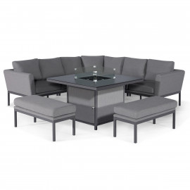 Pulse Deluxe Square Corner Dining Set - with Fire Pit Table / Flanelle