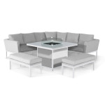 Pulse Deluxe Square Corner Dining Set - with Fire Pit Table / Lead Chine Pulse Deluxe Square Corner Dining Set - with Fire Pit Table / Lead Chine