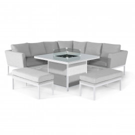 Pulse Deluxe Square Corner Dining Set - with Fire Pit Table / Lead Chine