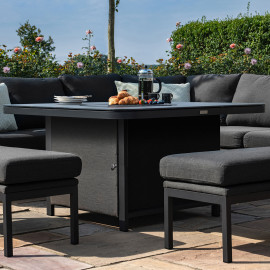 Pulse Deluxe Square Corner Dining Set - with Fire Pit Table / Charcoal Pulse Deluxe Square Corner Dining Set - with Fire Pit Table / Charcoal