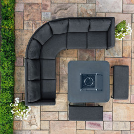 Pulse Deluxe Square Corner Dining Set - with Fire Pit Table / Charcoal Pulse Deluxe Square Corner Dining Set - with Fire Pit Table / Charcoal