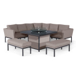 Pulse Deluxe Square Corner Dining Set - with Fire Pit Table / Taupe Pulse Deluxe Square Corner Dining Set - with Fire Pit Table / Taupe