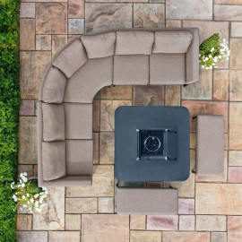 Pulse Deluxe Square Corner Dining Set - with Fire Pit Table / Taupe Pulse Deluxe Square Corner Dining Set - with Fire Pit Table / Taupe