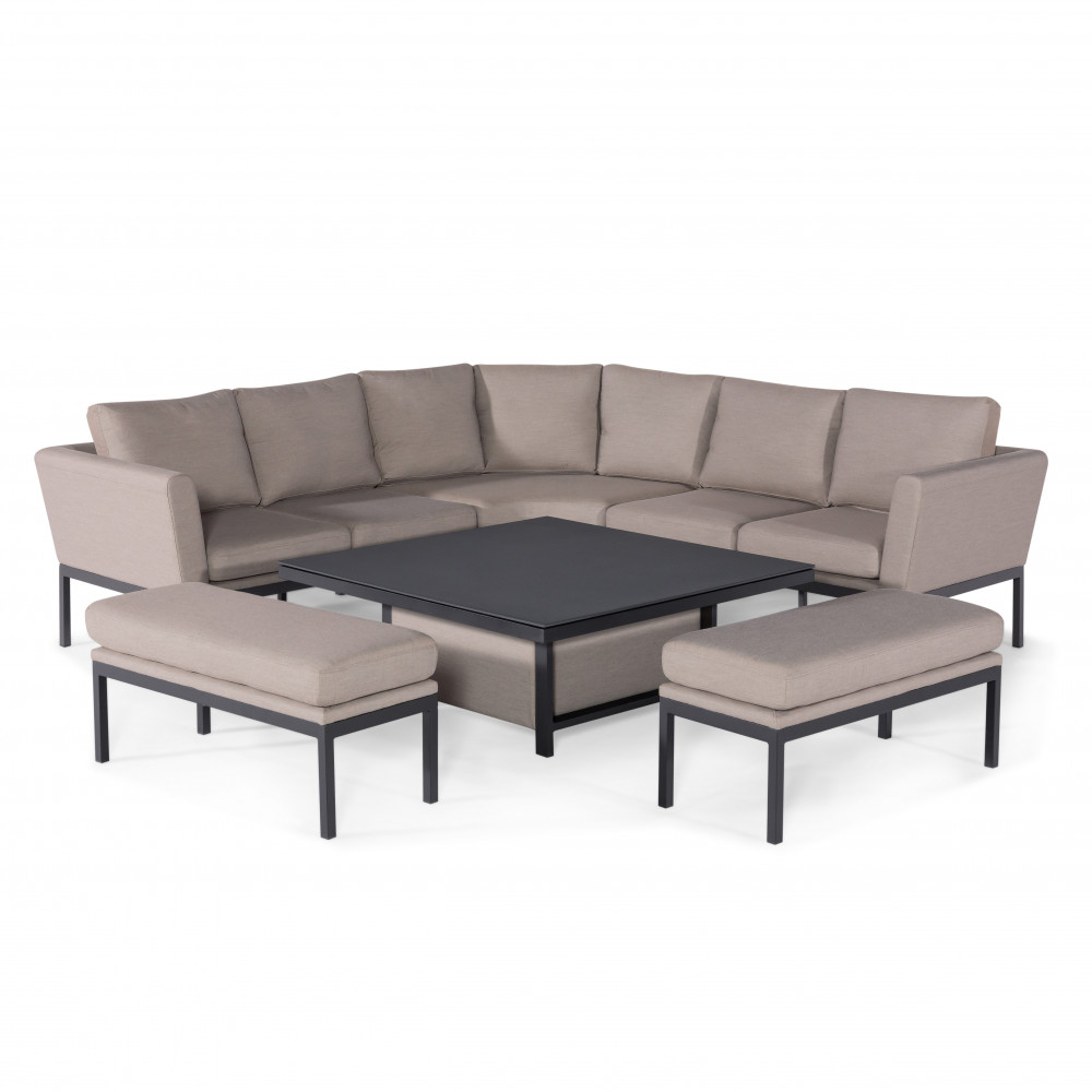 Pulse Deluxe Square Corner Dining Set with Rising Table / Taupe