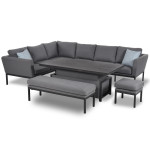 Pulse Rectangular Corner Dining Set with Rising Table / Flanelle Pulse Rectangular Corner Dining Set with Rising Table / Flanelle