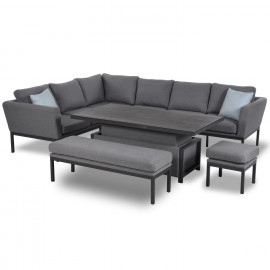 Pulse Rectangular Corner Dining Set with Rising Table / Flanelle