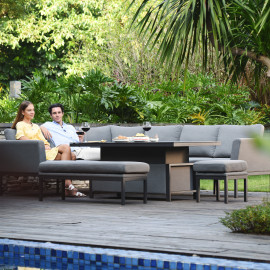 Pulse Rectangular Corner Dining Set with Rising Table / Flanelle Pulse Rectangular Corner Dining Set with Rising Table / Flanelle