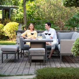 Pulse Rectangular Corner Dining Set with Rising Table / Flanelle Pulse Rectangular Corner Dining Set with Rising Table / Flanelle