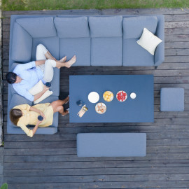 Pulse Rectangular Corner Dining Set with Rising Table / Flanelle Pulse Rectangular Corner Dining Set with Rising Table / Flanelle