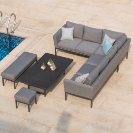 Pulse Rectangular Corner Dining Set with Rising Table / Flanelle Pulse Rectangular Corner Dining Set with Rising Table / Flanelle