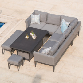 Pulse Rectangular Corner Dining Set with Rising Table / Flanelle Pulse Rectangular Corner Dining Set with Rising Table / Flanelle