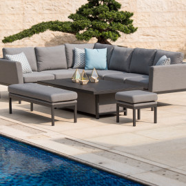 Pulse Rectangular Corner Dining Set with Rising Table / Flanelle Pulse Rectangular Corner Dining Set with Rising Table / Flanelle