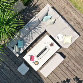 Pulse Left Handed Rectangular Corner Dining Set with Fire Pit / Lead Chine Pulse Left Handed Rectangular Corner Dining Set with Fire Pit / Lead Chine