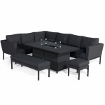 Pulse Rectangular Corner Dining Set - With Fire Pit Table / Charcoal Pulse Rectangular Corner Dining Set - With Fire Pit Table / Charcoal