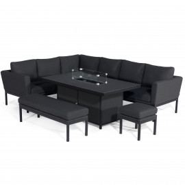 Pulse Rectangular Corner Dining Set - With Fire Pit Table / Charcoal