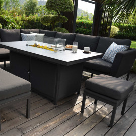 Pulse Rectangular Corner Dining Set - With Fire Pit Table / Charcoal Pulse Rectangular Corner Dining Set - With Fire Pit Table / Charcoal