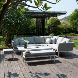 Pulse Left Handed Rectangular Corner Dining Set with Rising Table / Lead Chine Pulse Left Handed Rectangular Corner Dining Set with Rising Table / Lead Chine