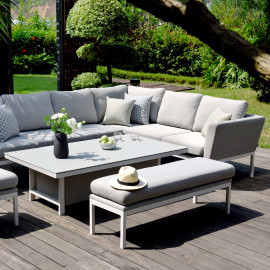 Pulse Left Handed Rectangular Corner Dining Set with Rising Table / Lead Chine Pulse Left Handed Rectangular Corner Dining Set with Rising Table / Lead Chine