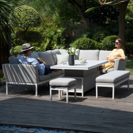 Pulse Left Handed Rectangular Corner Dining Set with Rising Table / Lead Chine Pulse Left Handed Rectangular Corner Dining Set with Rising Table / Lead Chine