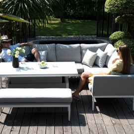 Pulse Left Handed Rectangular Corner Dining Set with Rising Table / Lead Chine Pulse Left Handed Rectangular Corner Dining Set with Rising Table / Lead Chine