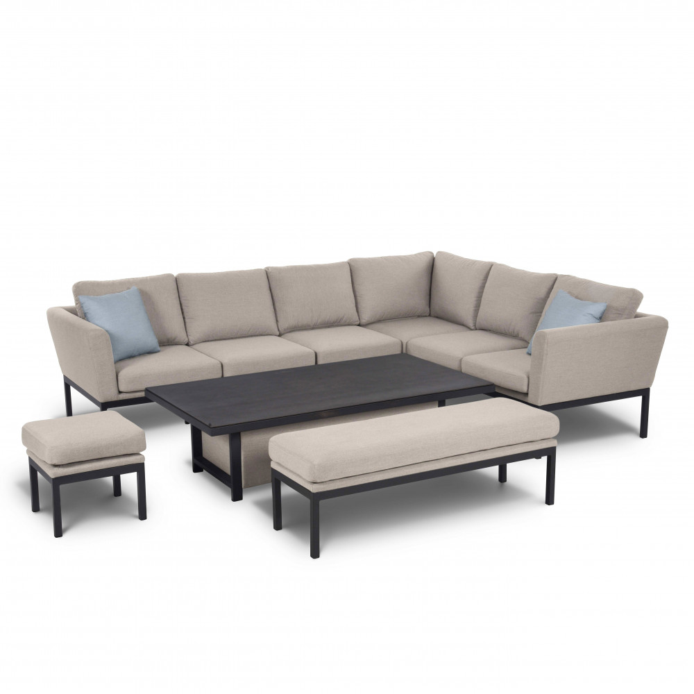 Pulse Left Handed Rectangular Corner Dining Set with Rising Table / Taupe