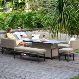 Pulse Rectangular Corner Dining Set with Rising Table / Oatmeal Pulse Rectangular Corner Dining Set with Rising Table / Oatmeal