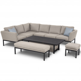 Pulse Rectangular Corner Dining Set with Rising Table / Taupe